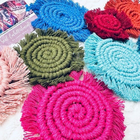 NEW: [2pc Set] Soul Embellishment’s Hand Woven Macrame Car Decor Coasters - Picture 8 of 17